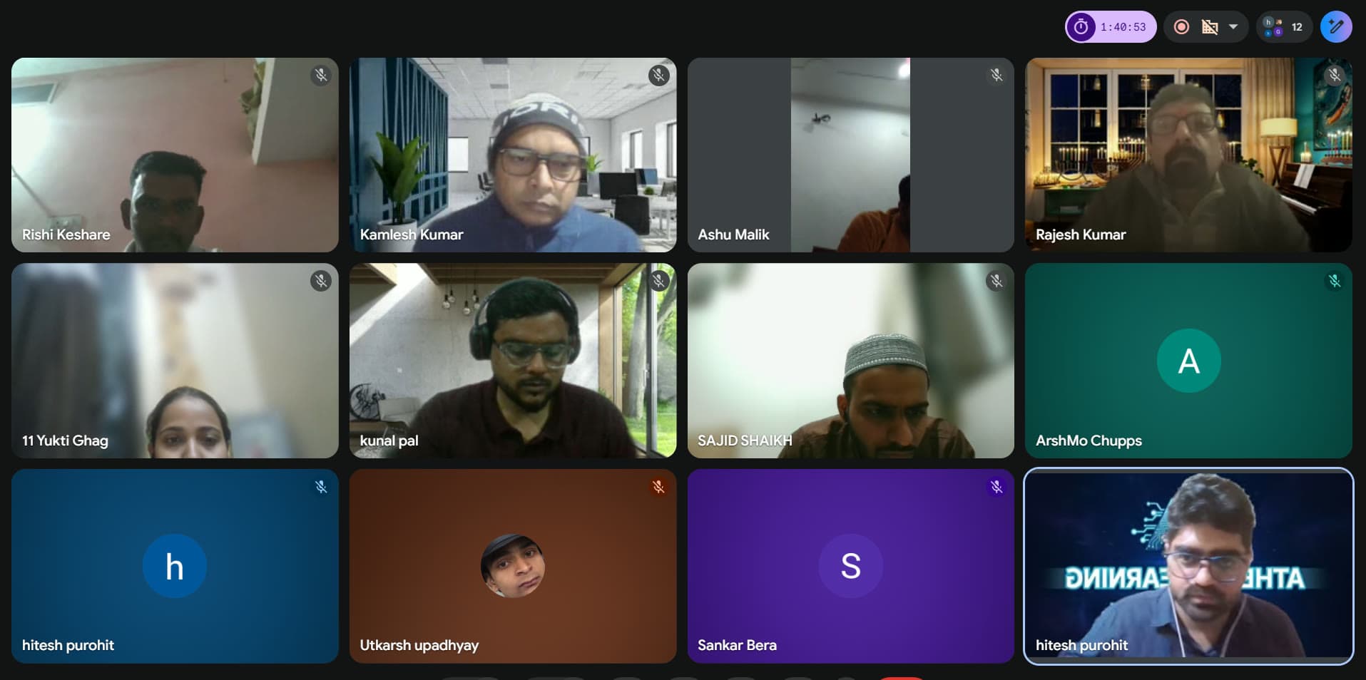 Live online training session video call with learners