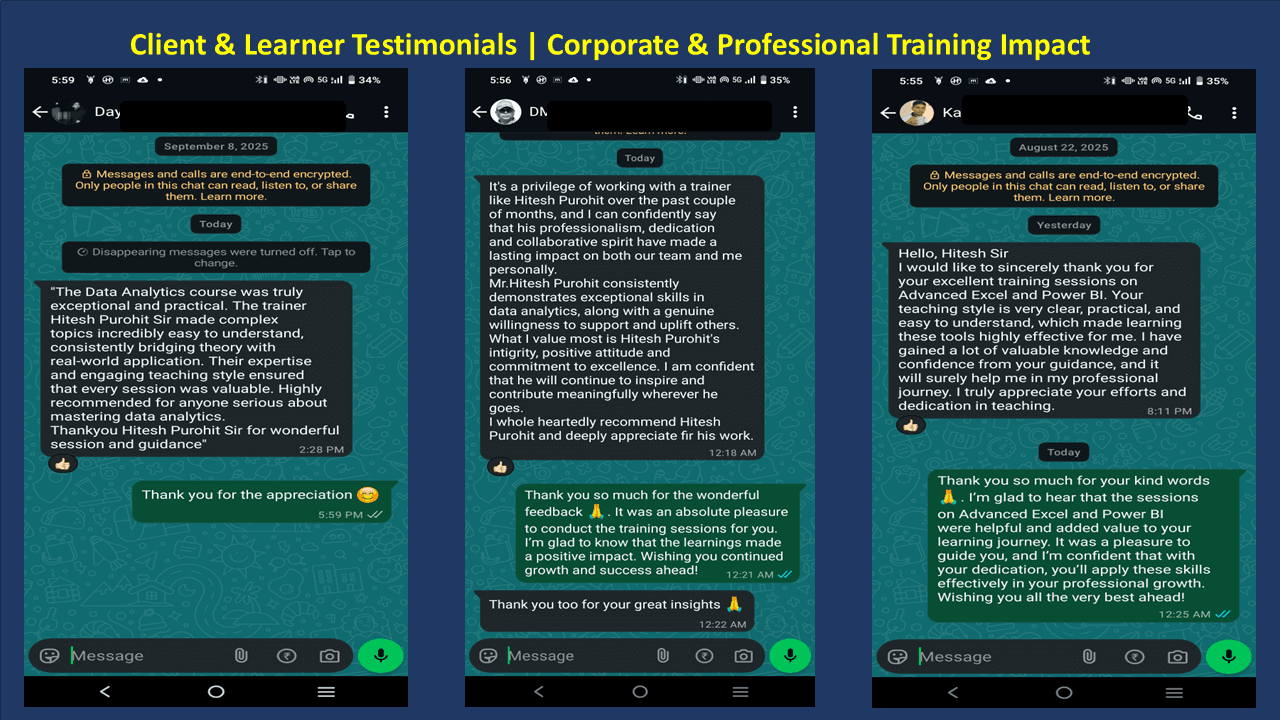 Learner testimonial screenshot
