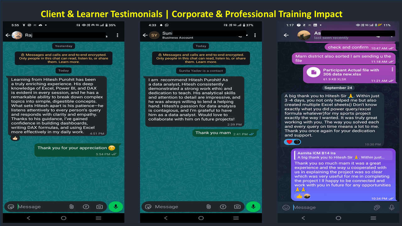 Learner testimonial screenshot