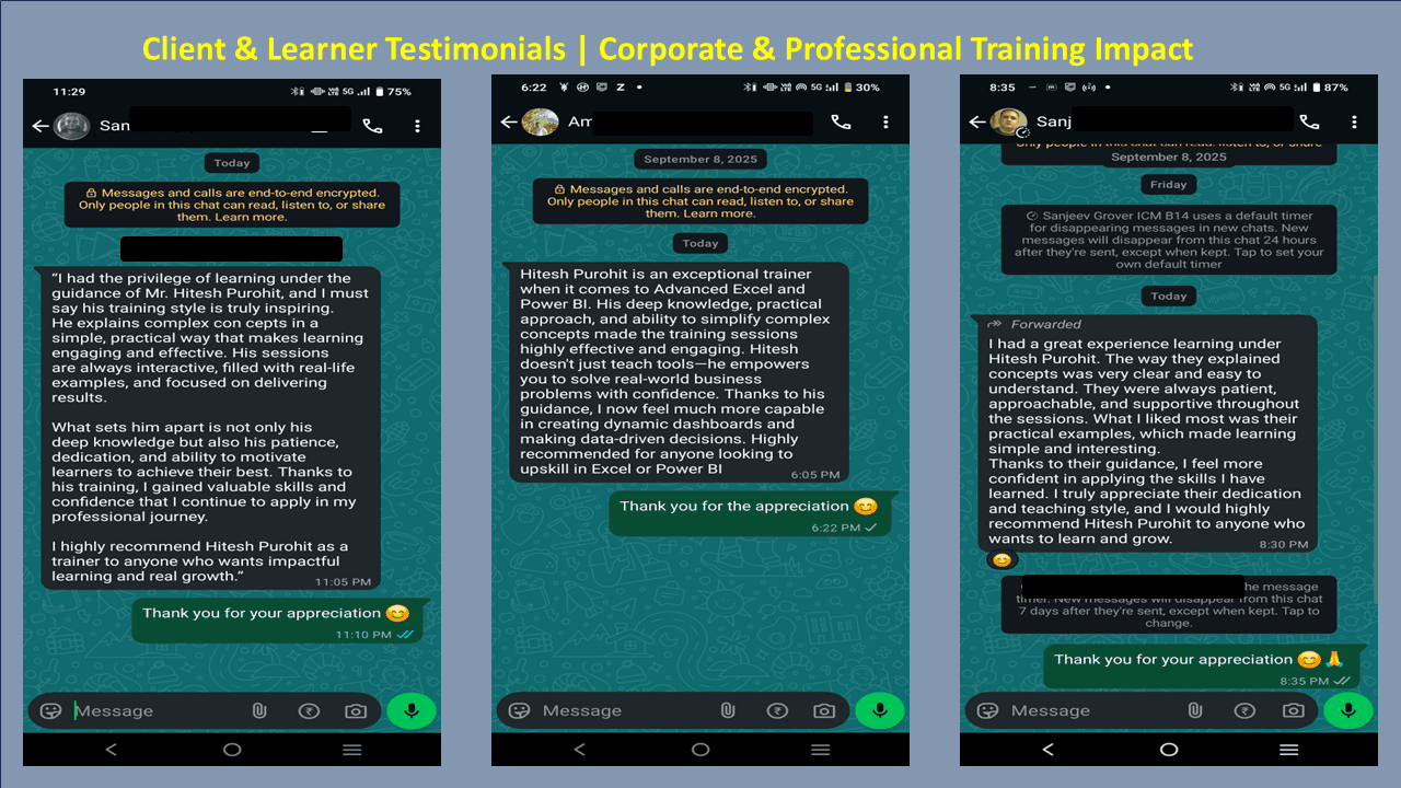 Learner testimonial screenshot