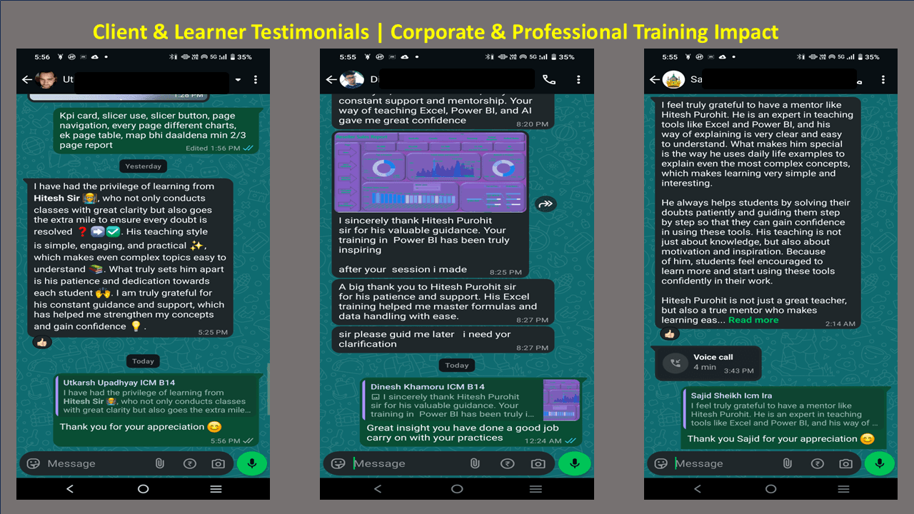 Learner testimonial screenshot